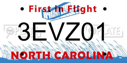 3EVZ01 North Carolina License Plate
