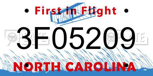 3F05209 North Carolina License Plate