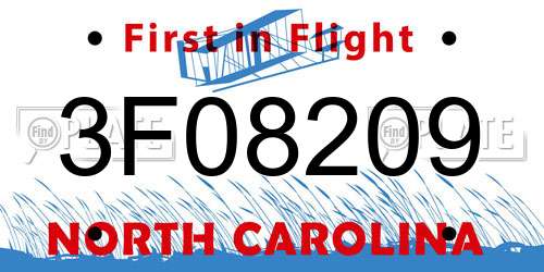 3F08209 North Carolina License Plate