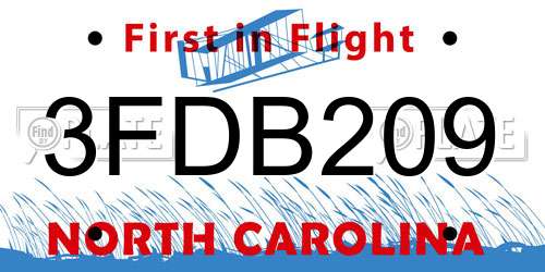 3FDB209 North Carolina License Plate