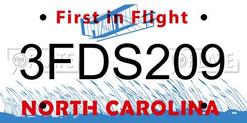 3FDS209 North Carolina License Plate