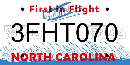 3FHT070 North Carolina License Plate