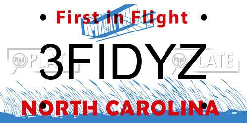 3FIDYZ North Carolina License Plate
