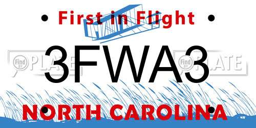 3FWA3 North Carolina License Plate