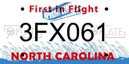 3FX061 North Carolina License Plate