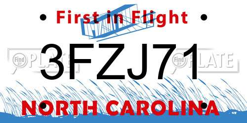 3FZJ71 North Carolina License Plate
