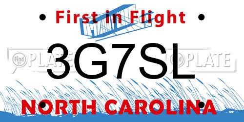 3G7SL North Carolina License Plate