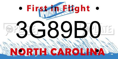 3G89B0 North Carolina License Plate