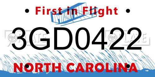 3GD0422 North Carolina License Plate