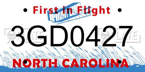 3GD0427 North Carolina License Plate