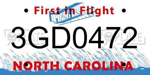 3GD0472 North Carolina License Plate