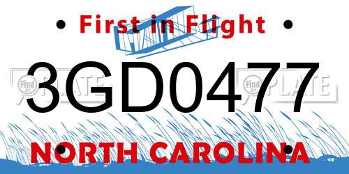 3GD0477 North Carolina License Plate