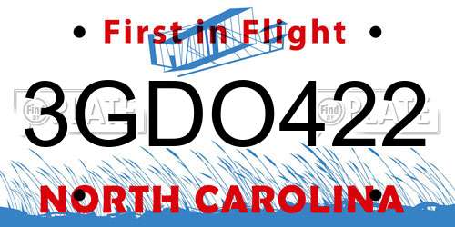 3GDO422 North Carolina License Plate