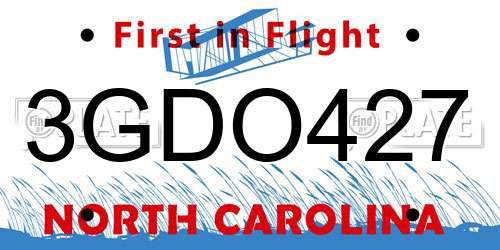 3GDO427 North Carolina License Plate
