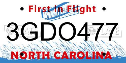 3GDO477 North Carolina License Plate
