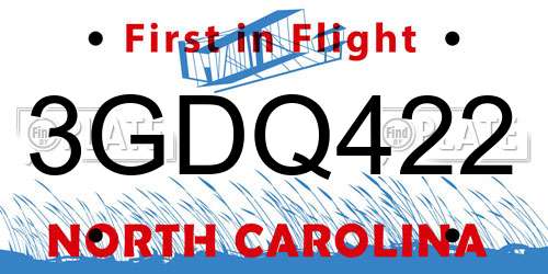 3GDQ422 North Carolina License Plate