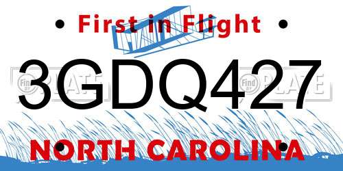 3GDQ427 North Carolina License Plate