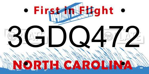 3GDQ472 North Carolina License Plate