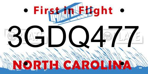 3GDQ477 North Carolina License Plate