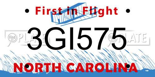 3GI575 North Carolina License Plate