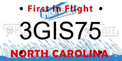 3GIS75 North Carolina License Plate