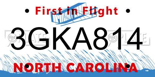 3GKA814 North Carolina License Plate