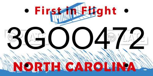 3GOO472 North Carolina License Plate