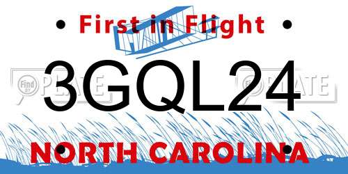 3GQL24 North Carolina License Plate