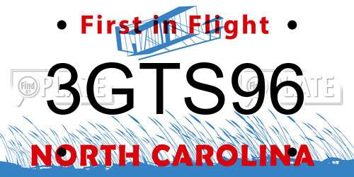 3GTS96 North Carolina License Plate