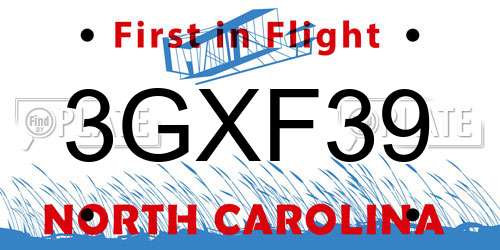 3GXF39 North Carolina License Plate
