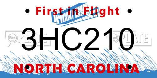 3HC210 North Carolina License Plate
