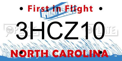 3HCZ10 North Carolina License Plate