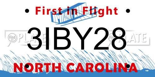 3IBY28 North Carolina License Plate