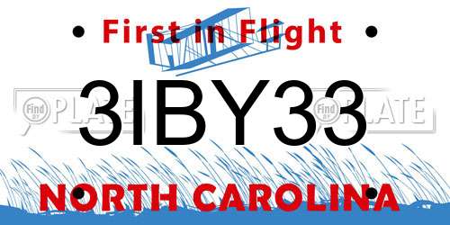 3IBY33 North Carolina License Plate