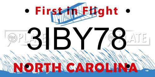 3IBY78 North Carolina License Plate