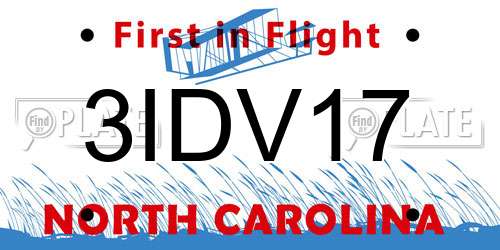 3IDV17 North Carolina License Plate