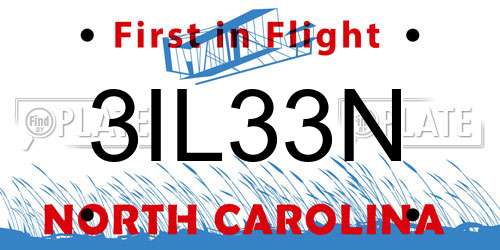3IL33N North Carolina License Plate