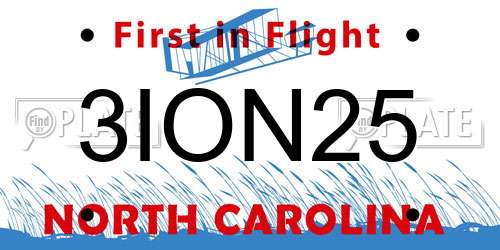 3ION25 North Carolina License Plate