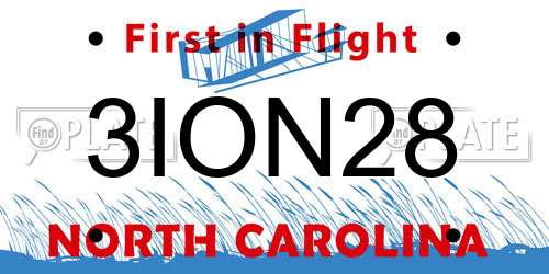 3ION28 North Carolina License Plate