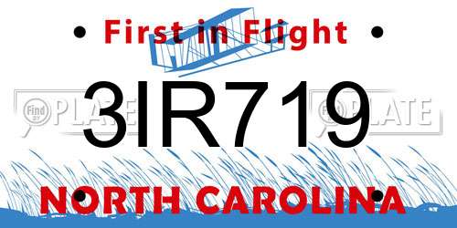 3IR719 North Carolina License Plate