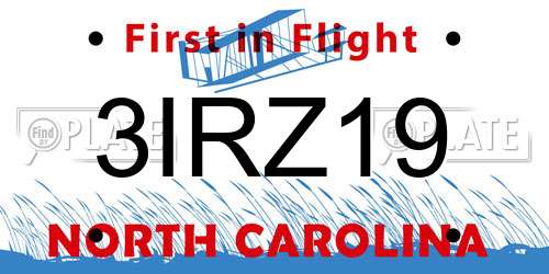 3IRZ19 North Carolina License Plate