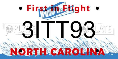 3ITT93 North Carolina License Plate