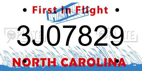 3J07829 North Carolina License Plate