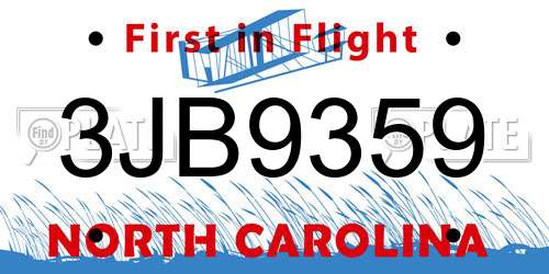 3JB9359 North Carolina License Plate
