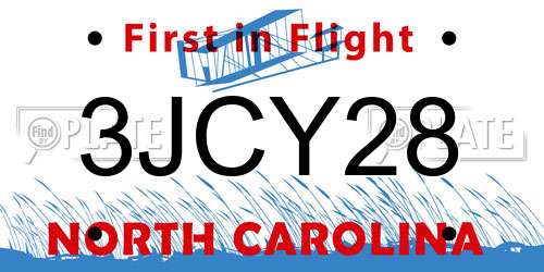 3JCY28 North Carolina License Plate