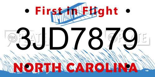 3JD7879 North Carolina License Plate