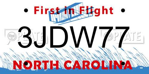 3JDW77 North Carolina License Plate