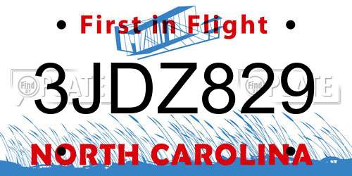 3JDZ829 North Carolina License Plate