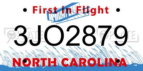 3JO2879 North Carolina License Plate