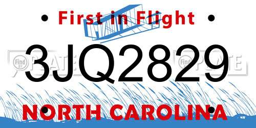 3JQ2829 North Carolina License Plate